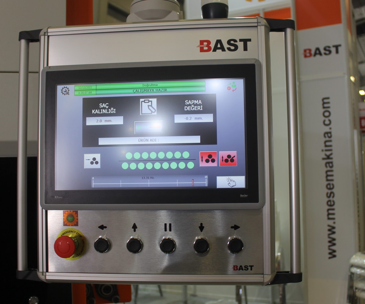 Close-up of BAST machine control panel with touchscreen interface