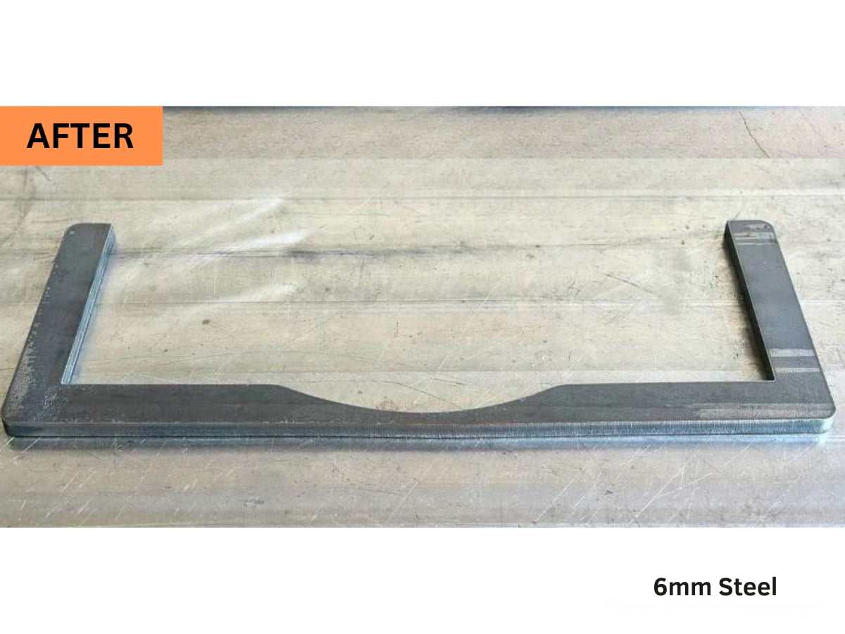 Düzleştirme sonrası düz 6 mm lazer kesim çelik köşebent parça